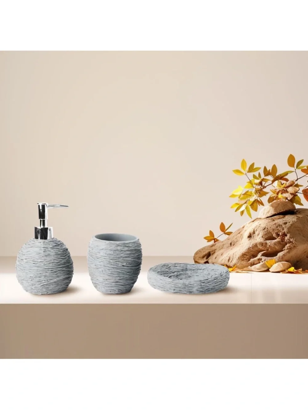 4-Piece Gray Bathroom Accessory Set